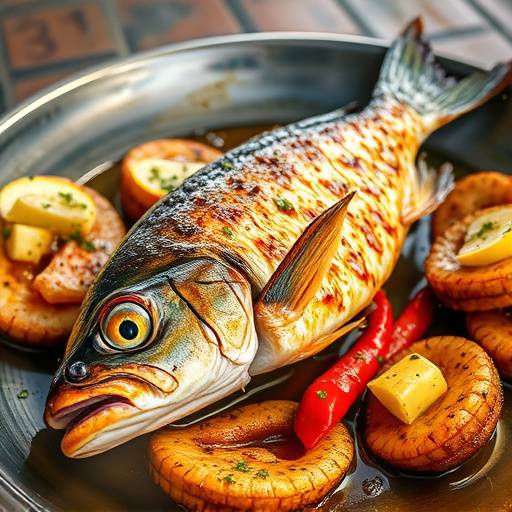 Freshly grilled Nile perch, a delicious local fish