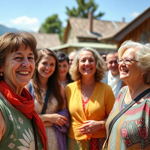 Smiling villagers welcoming visitors to their community